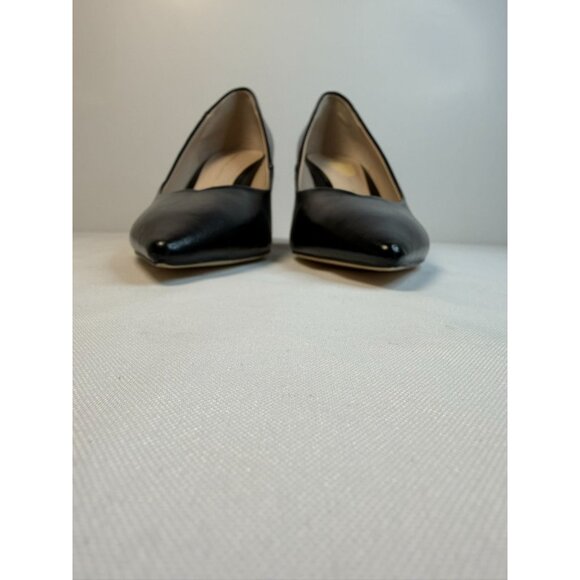 Zara Basic Collection Women Size 7.5 Black Leather Block Heel Pumps Modern Dress - Picture 5 of 13